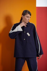 Unisex Püsküllü Yırtmaçlı Keten Kanguru Takım - Zebra